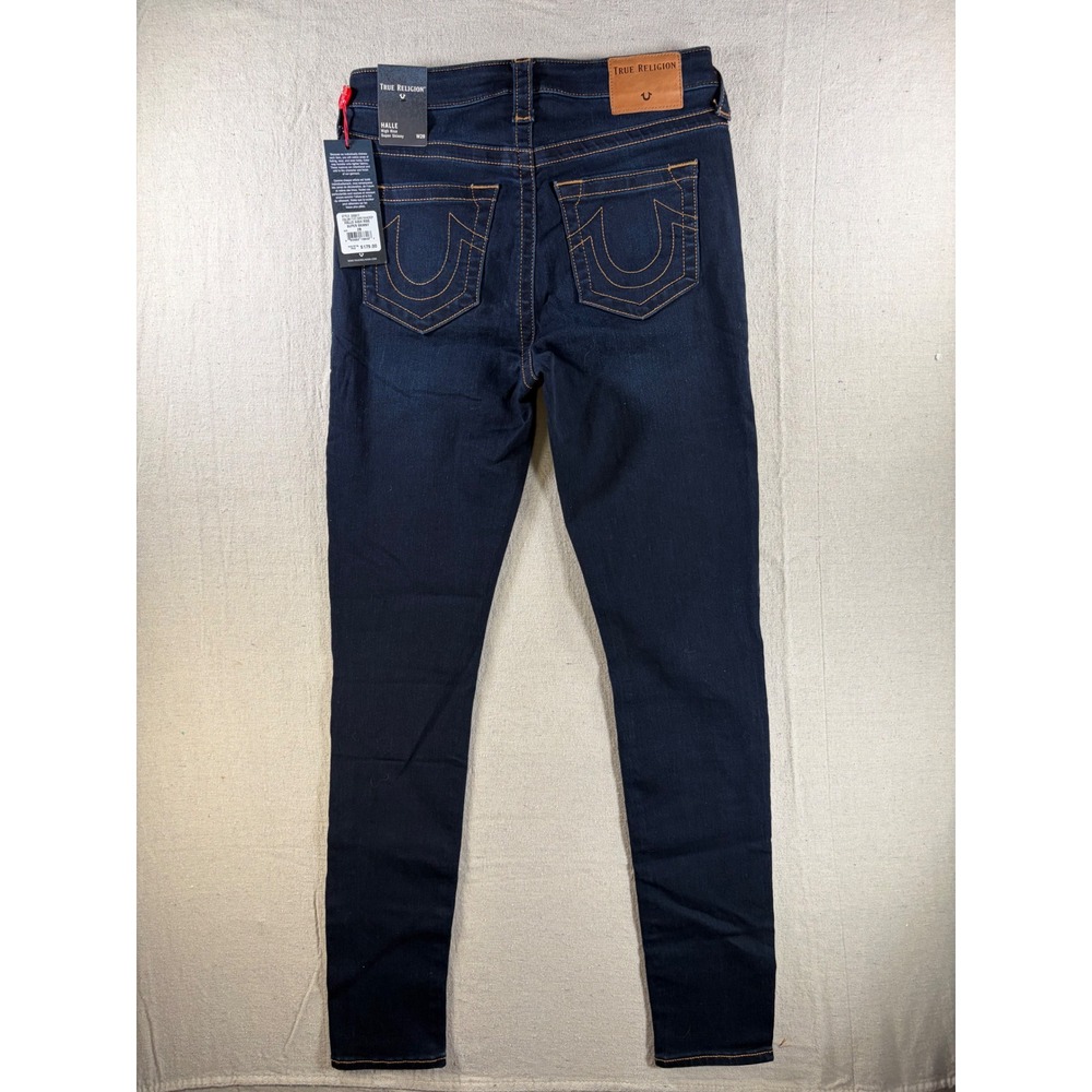 True Religion Halle High Rise Super Skinny Jeans Womens 28 Dark Wash Stretch NWT